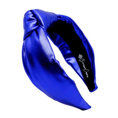 Blue Puff Metallic Knotted Headband