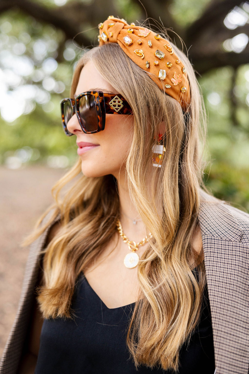Pumpkin Spice Leaves Headband with Crystals