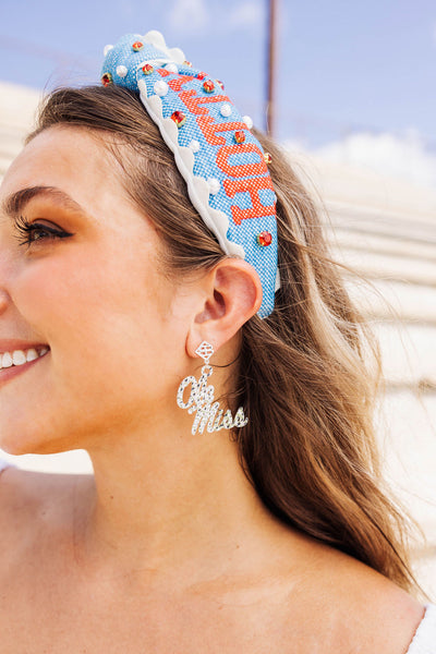 Silver  Ole Miss Logo Earring with BC Logo