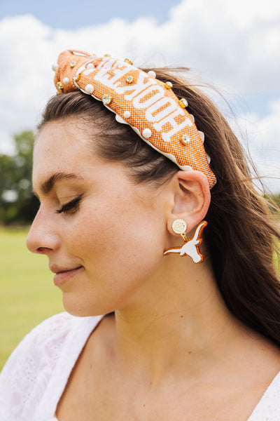 Adult Size HOOK'EM HORNS Cross Stitch Headband