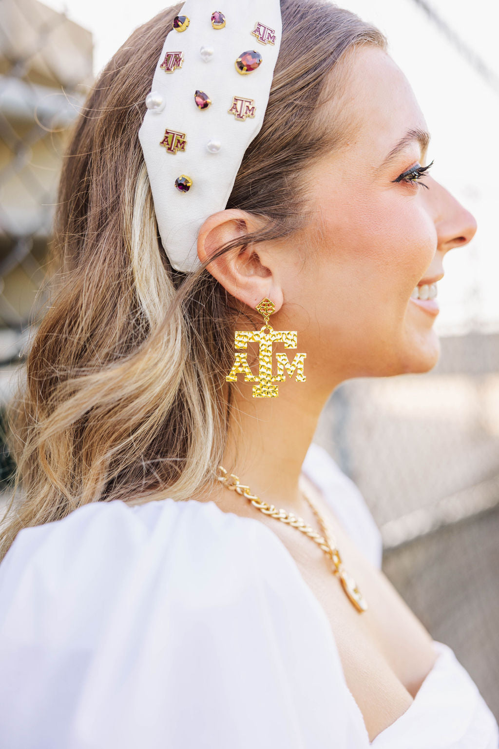 Gold Texas A&M Logo Earring with BC Logo