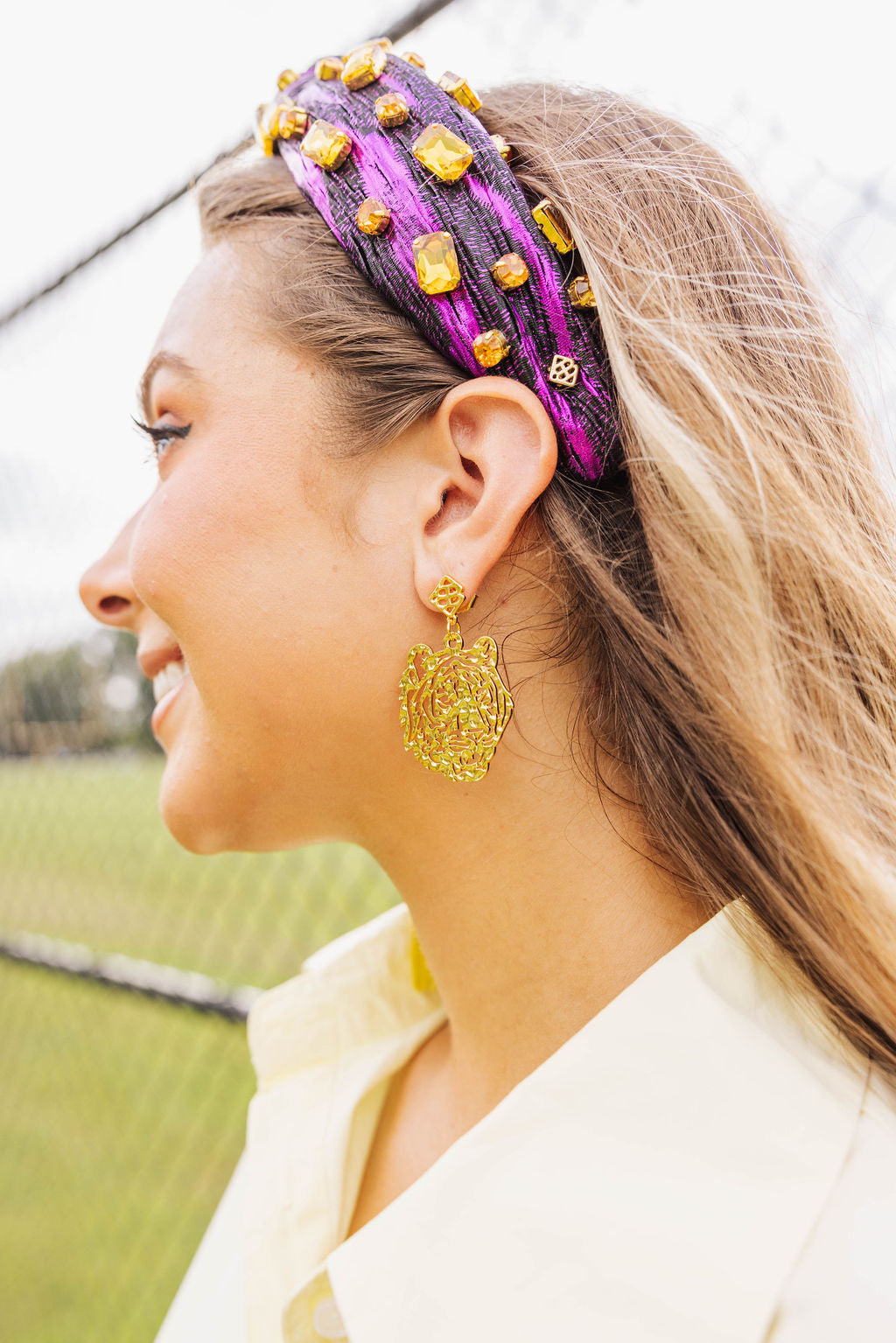 Gold LSU Tiger  Earring with BC Logo