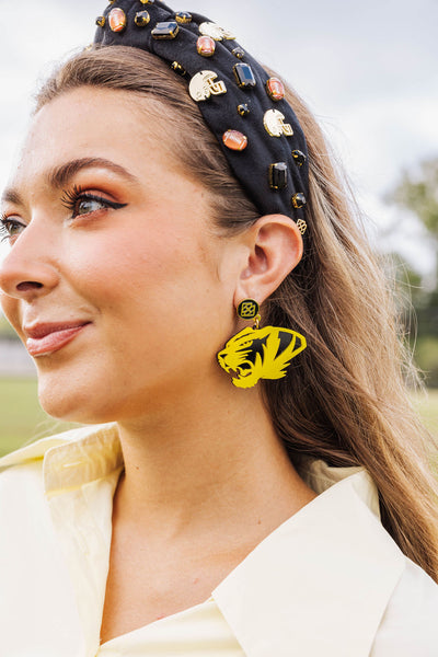 Black and Yellow Mizzou Tiger Earrings