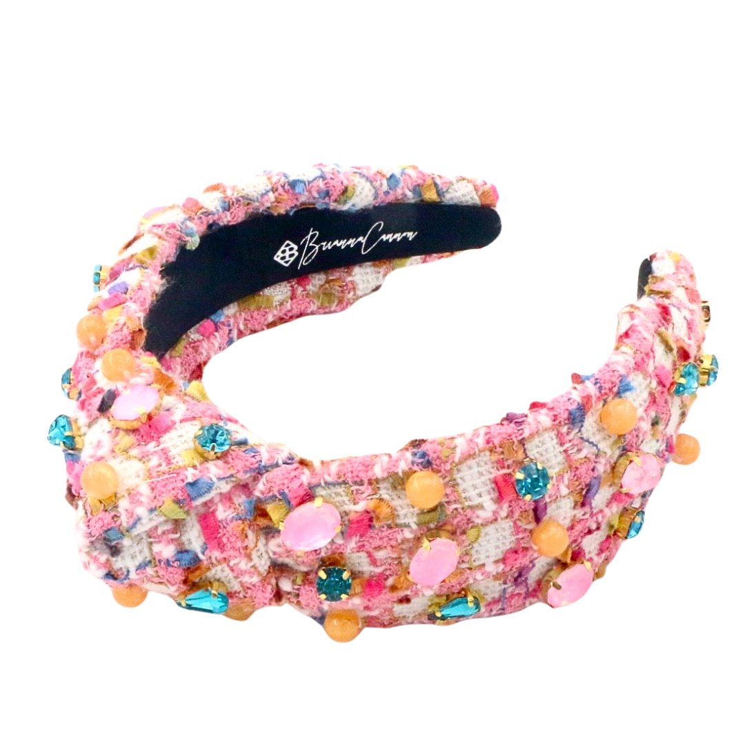 Adult Size Bubblegum Tweed Headband with Crystals