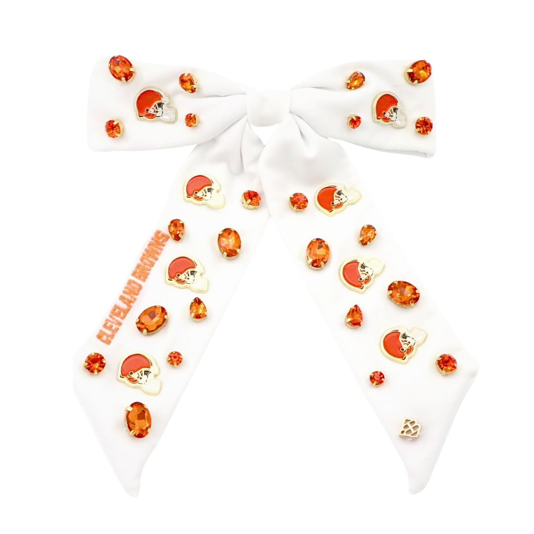 Cleveland Browns White Bow Barrette