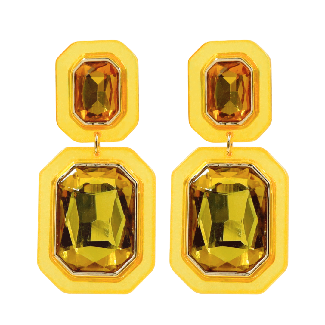Yellow Crystal Drop Earrings