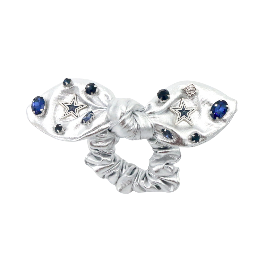 Dallas Cowboys Silver Logo Bow Scrunchie