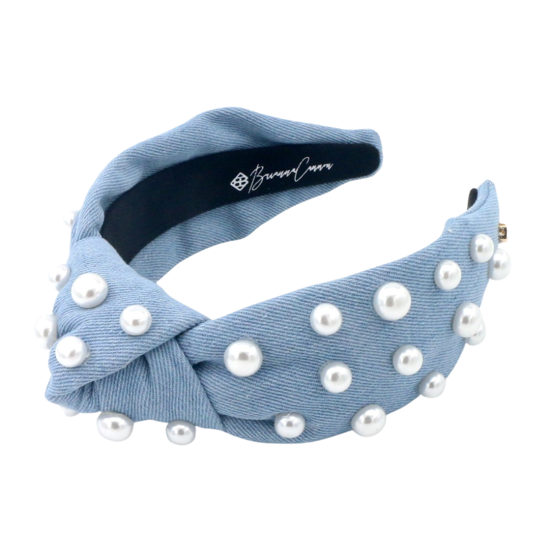 Denim & Pearls Headband