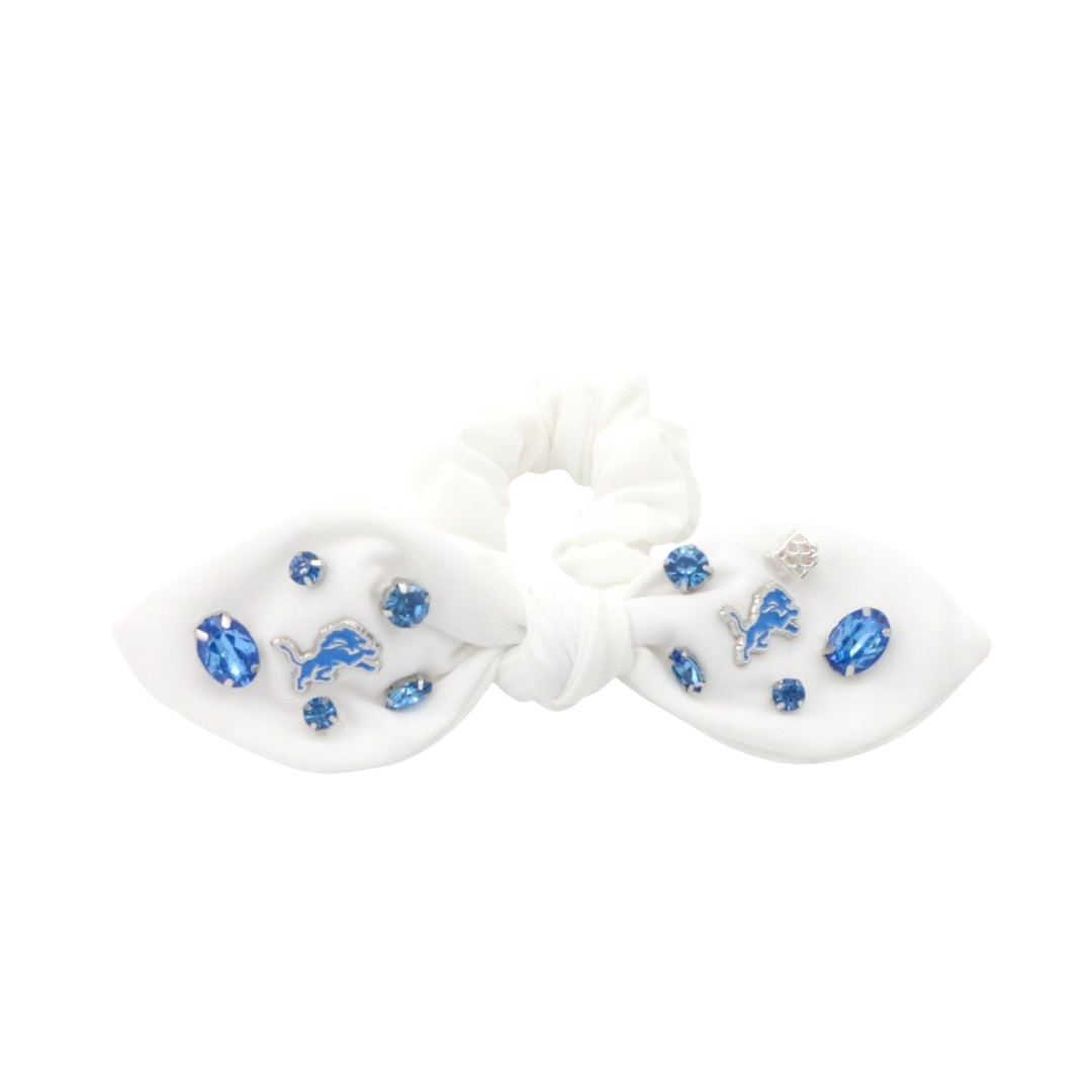 Detroit Lions White Logo Bow Scrunchie