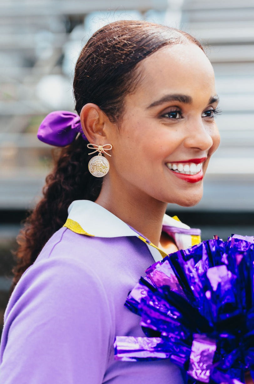 East Carolina Logo Pearl Medallion Earring