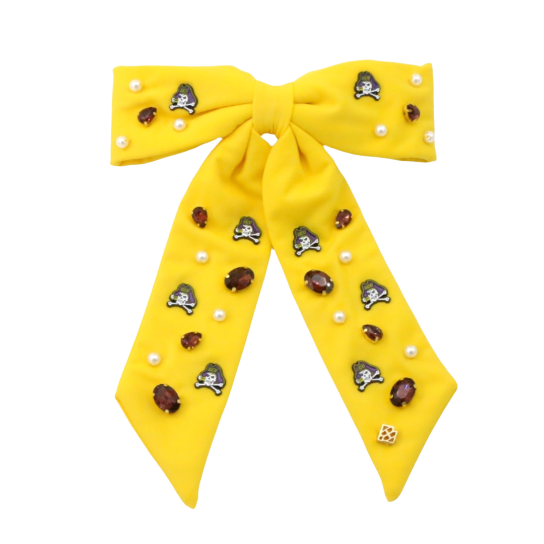 East Carolina Yellow Bow Barrette