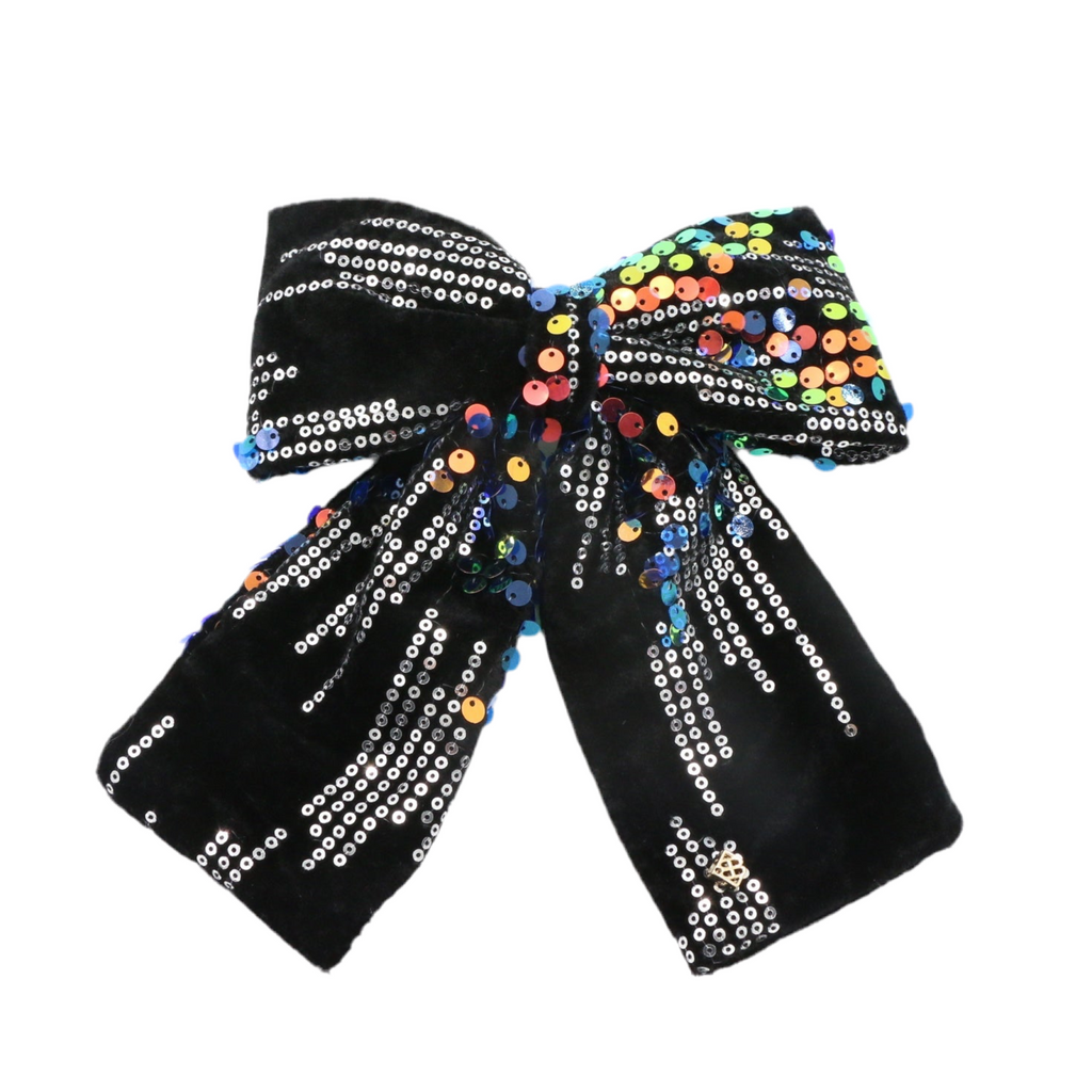 Black Disco Velvet Bow Barrette – Brianna Cannon display picture 1