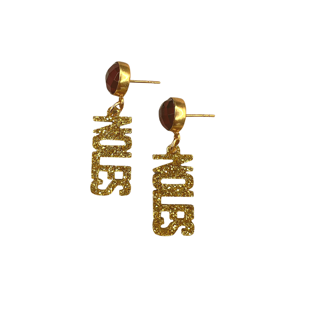 Mini Gold Glitter FSU NOLES Earrings