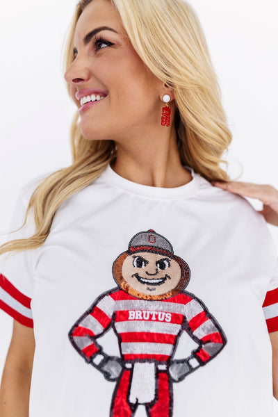 Ohio State Mini Red Glitter BUCK EYES Earrings