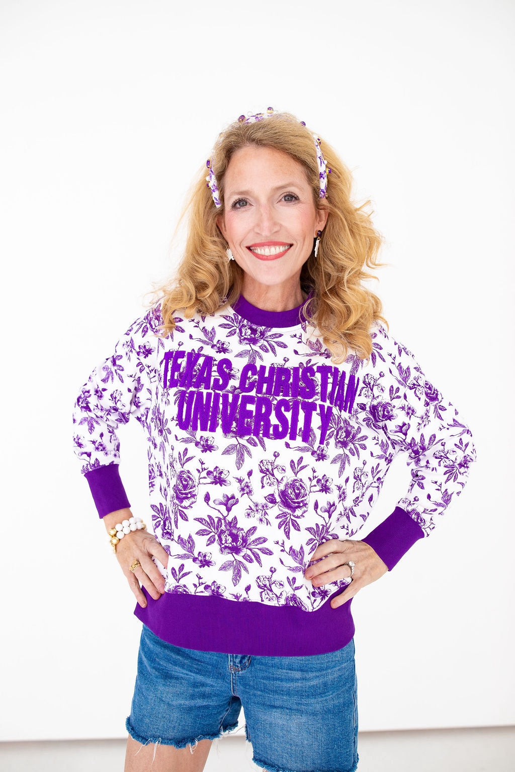 TCU Floral Toile Sweatshirt