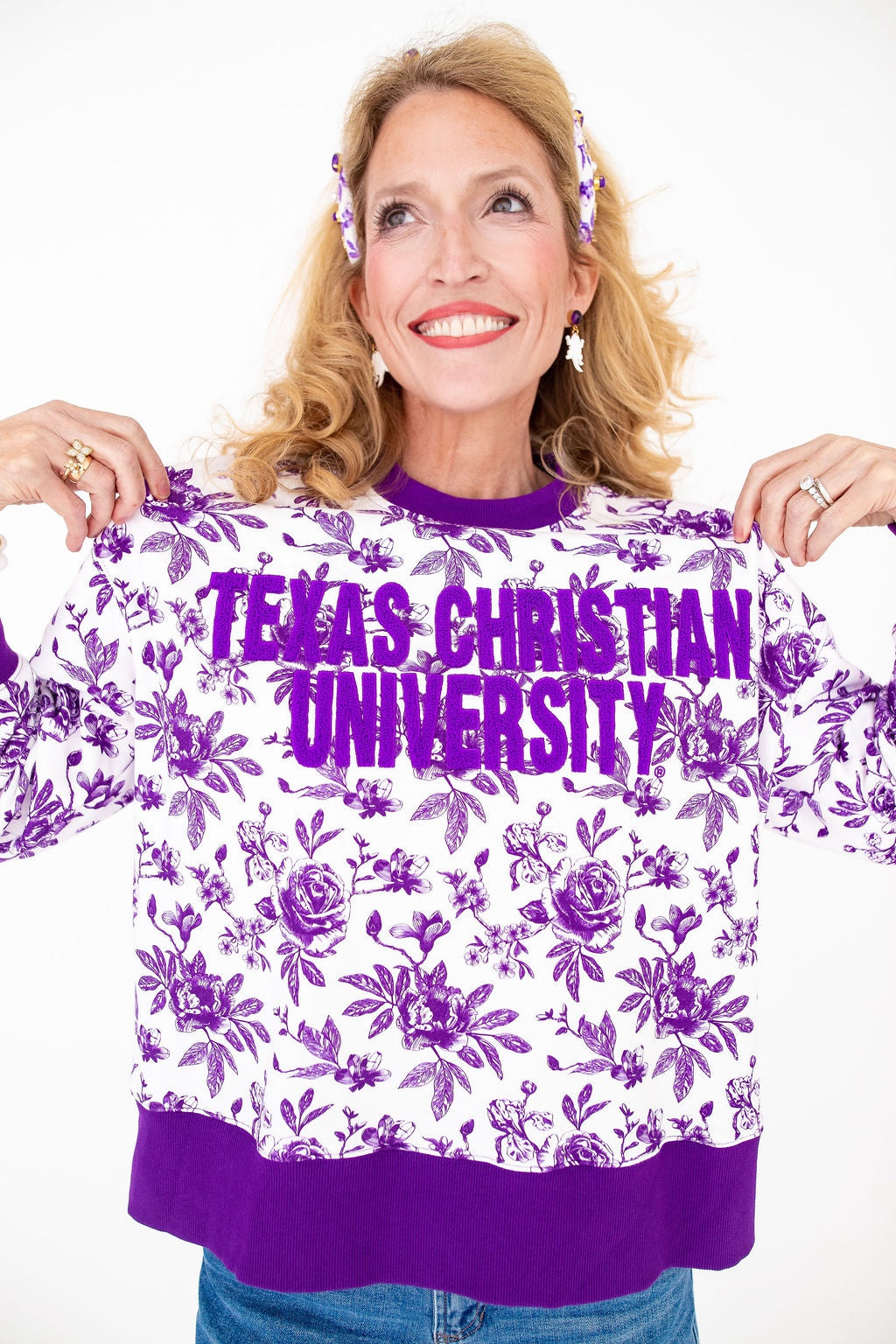 TCU Floral Toile Sweatshirt