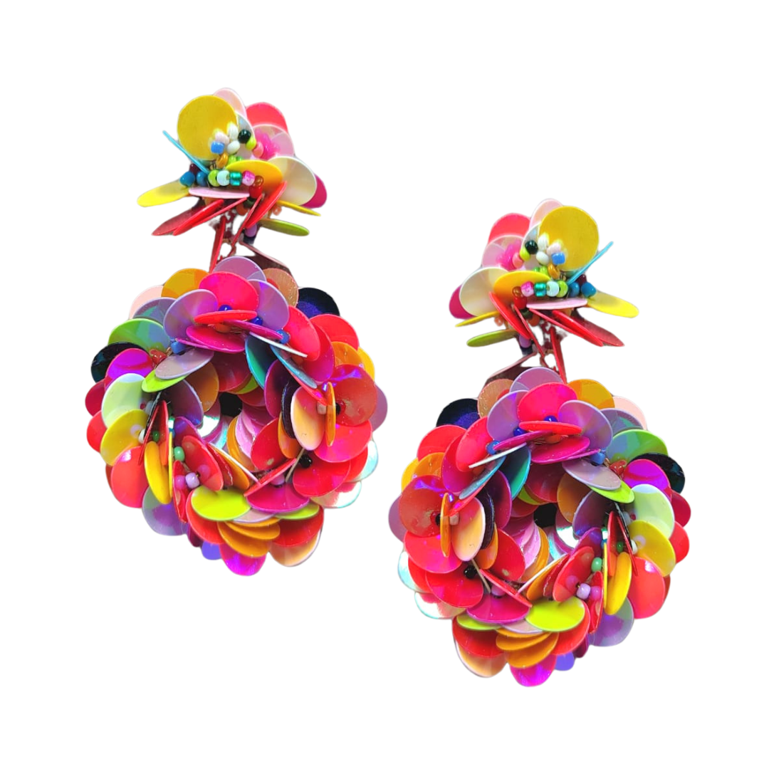 Confetti Rainbow Flower Earrings