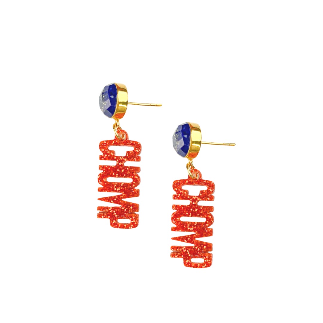 Florida Mini Orange Glitter CHOMP CHOMP Earrings