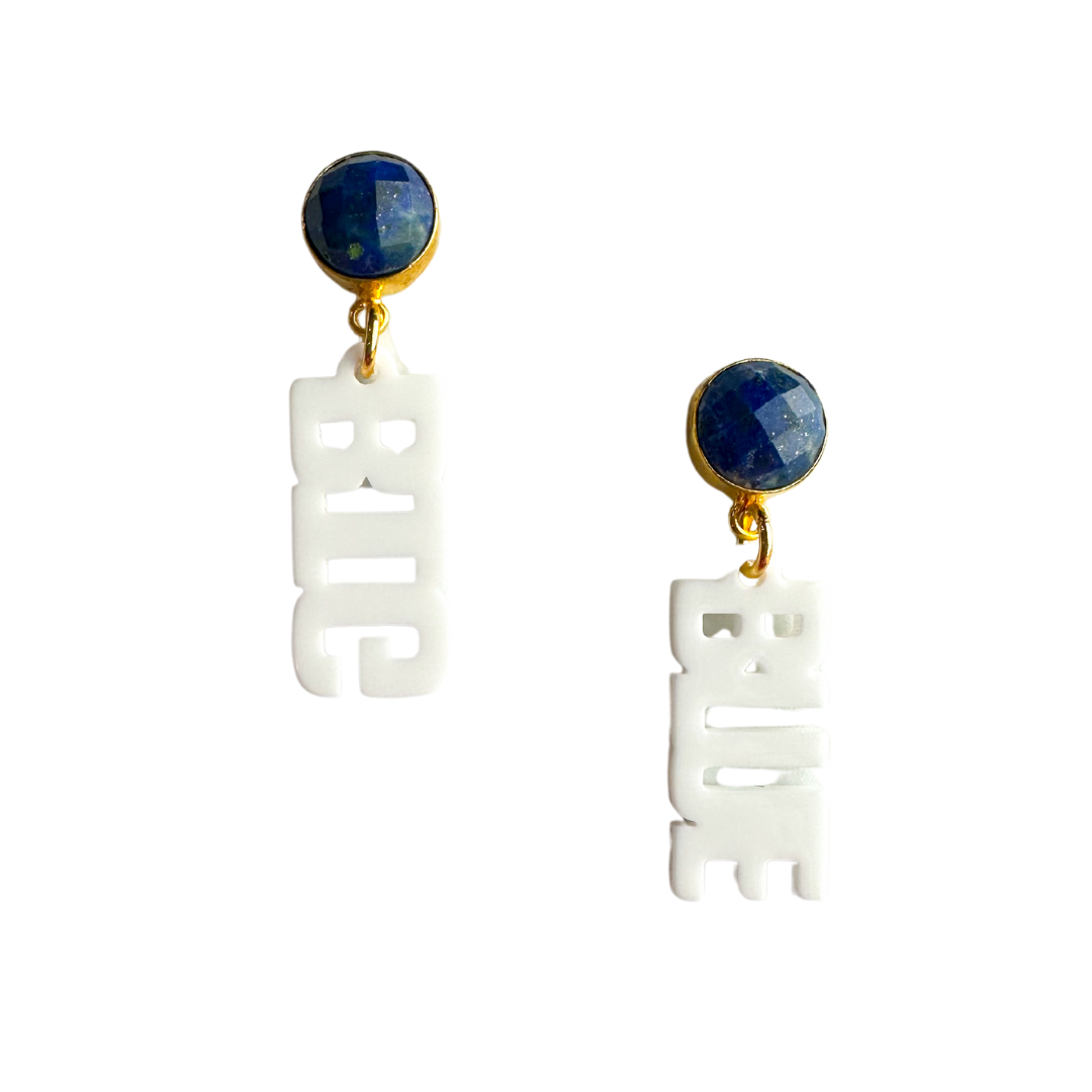 Kentucky Mini White BIG BLUE Earrings