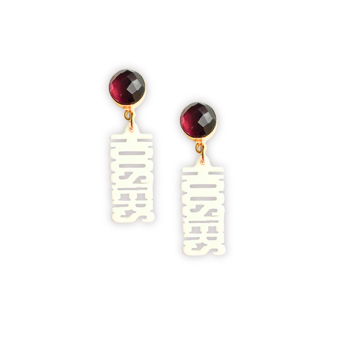 Indiana Mini White HOOSIERS Earrings