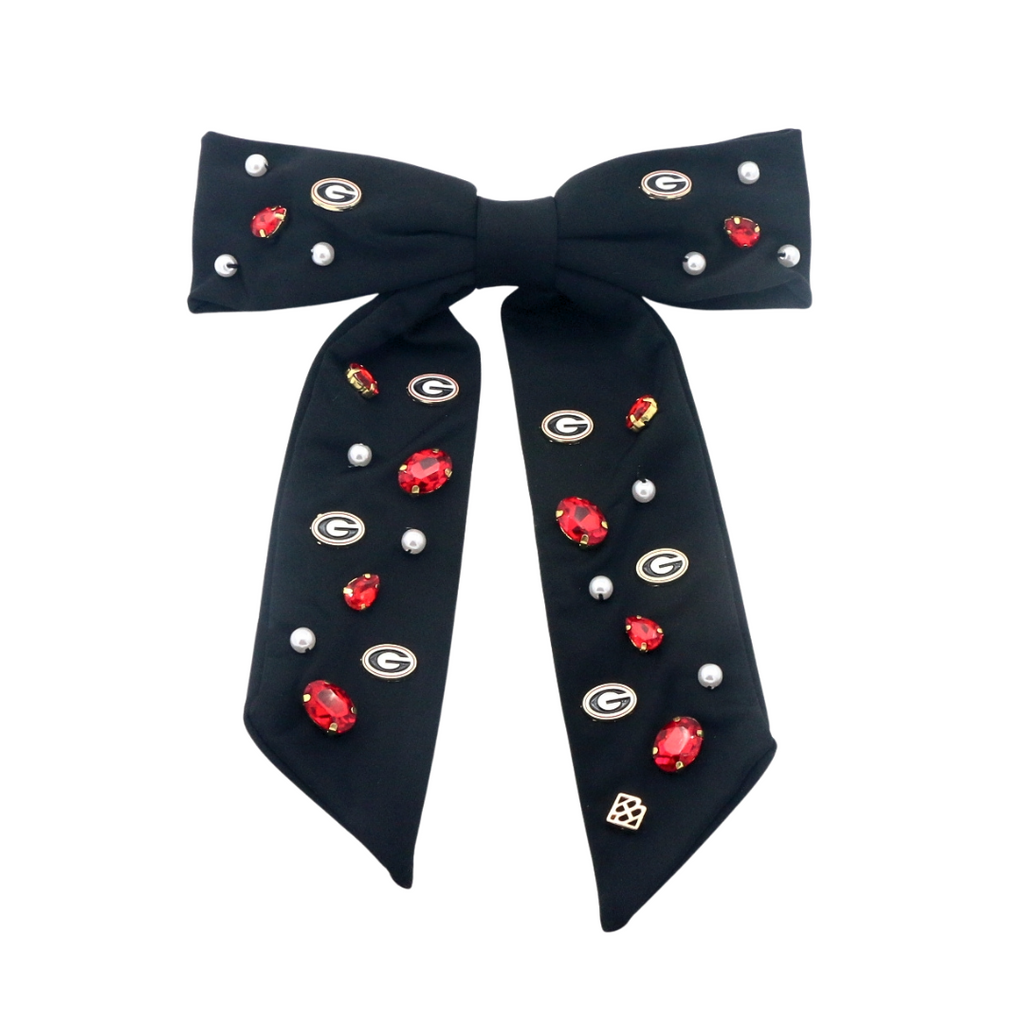 NEW BRIANNA CANNON georgia barrette bow in black Purdue Black Logo Bow Barrette – Brianna Cannon main image 3
