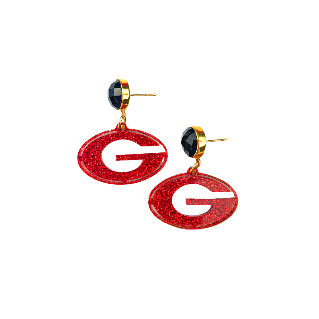 Georgia Red Glitter Mini Power G Earrings