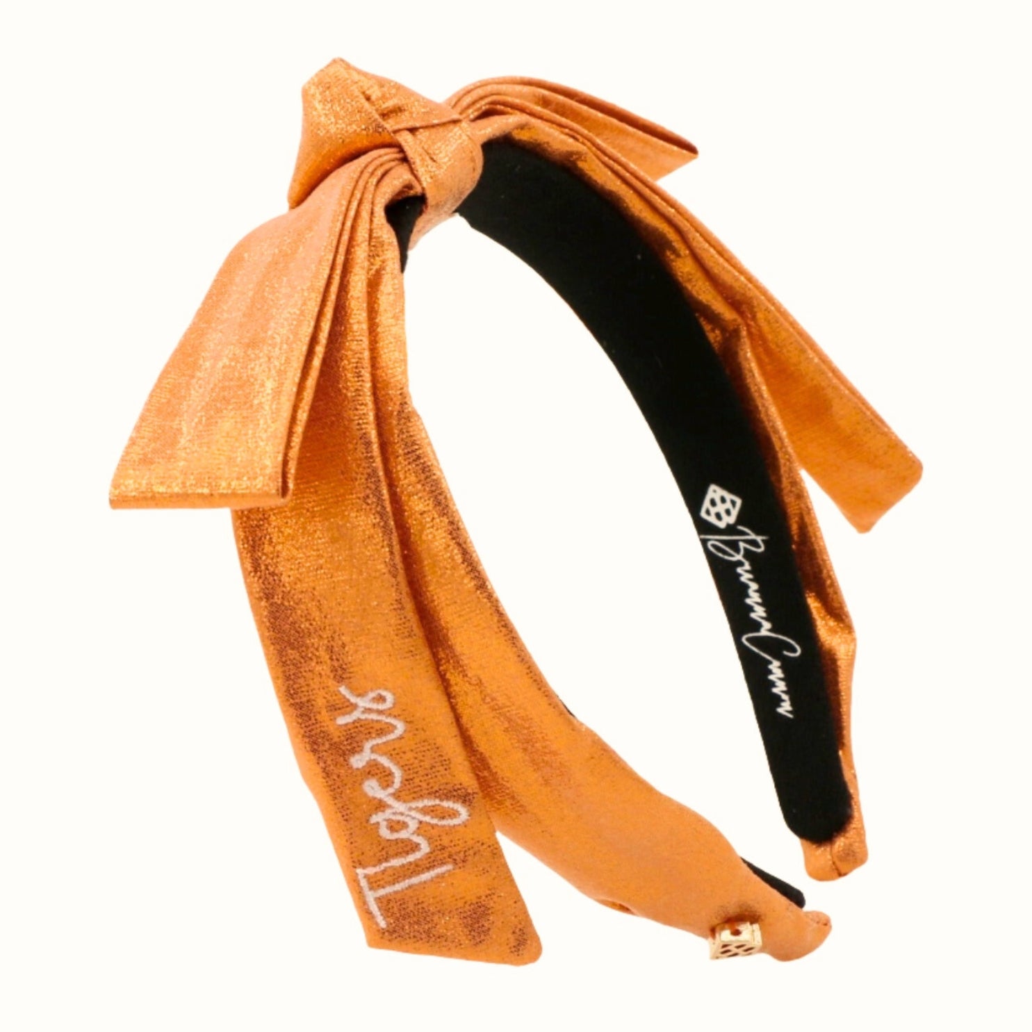 Clemson Orange Thin Embroidered Ribbon Bow Headband – Brianna Cannon