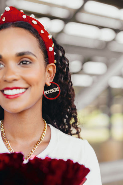 Indiana HOOSIERS Crimson Pavé Hoop Earrings