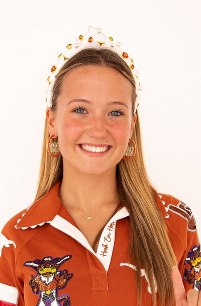Texas Burnt Orange Pavé Hoop Earrings