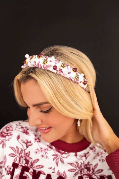 Texas A&M Floral Toile Logo Headband