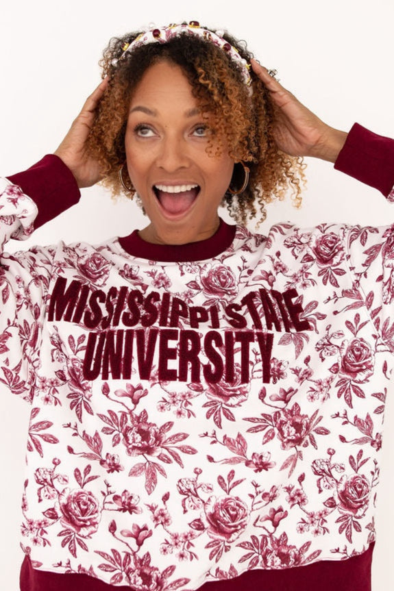 Mississippi State Floral Toile Logo Headband