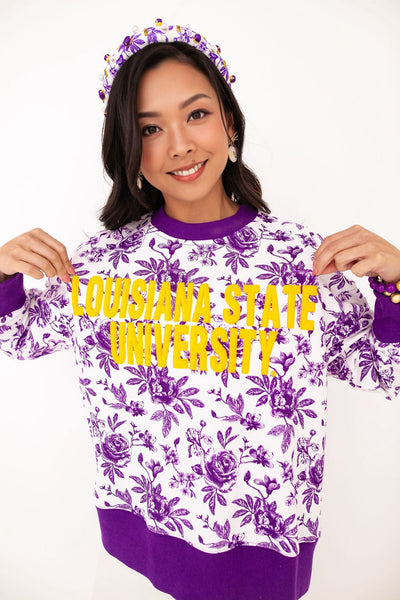 LSU Floral Toile Logo Headband