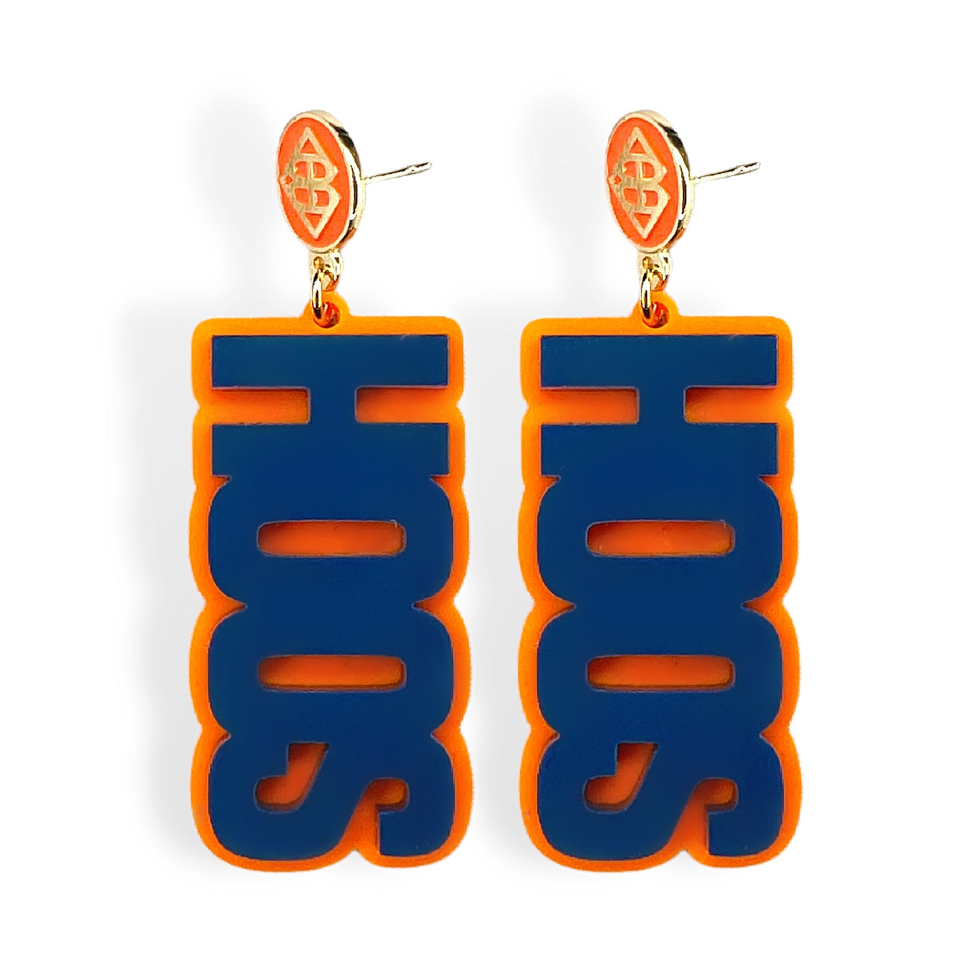 Navy and Orange HOOS Earrings