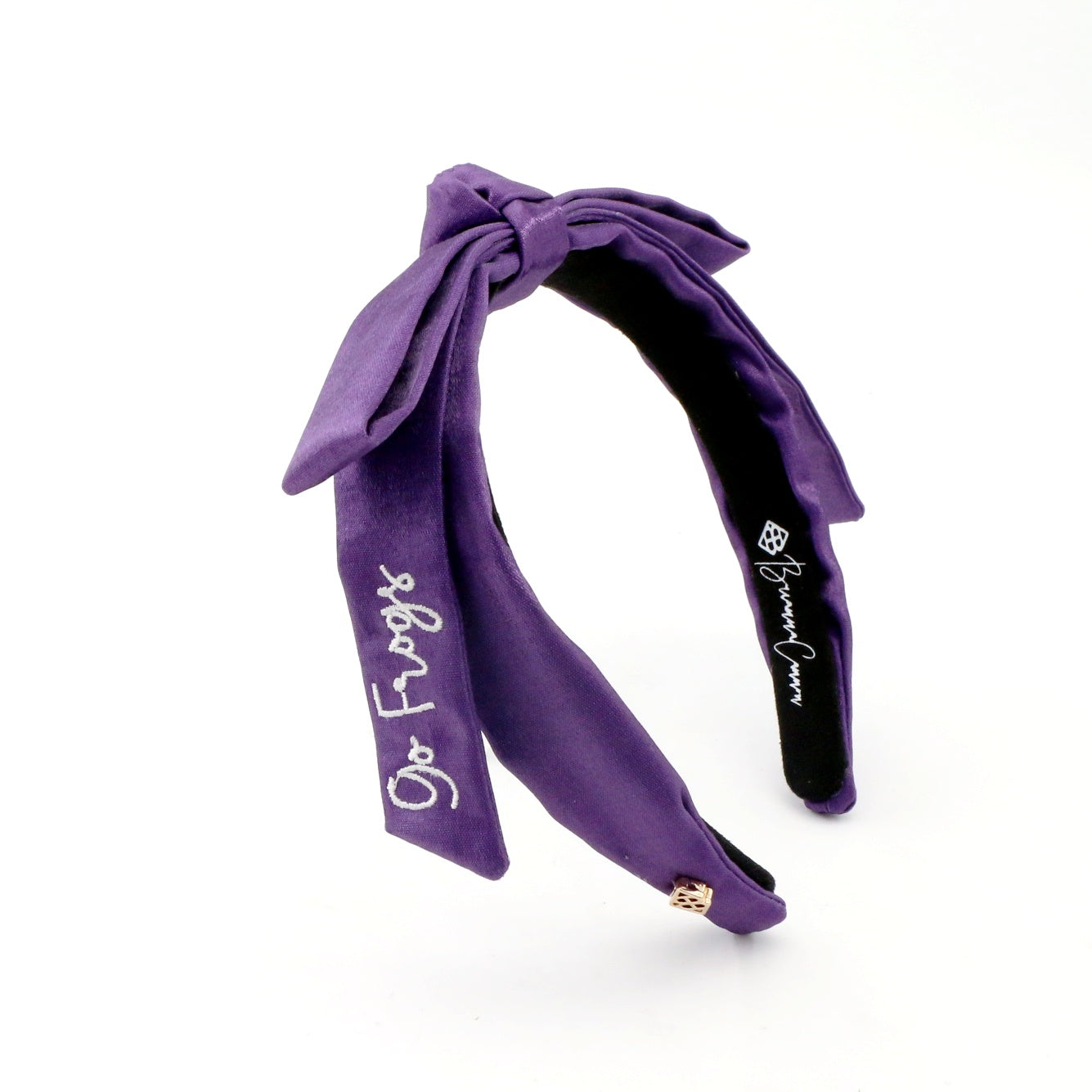 TCU Purple Thin Embroidered Ribbon Bow Headband