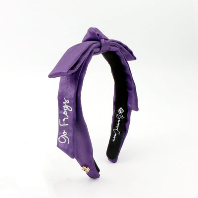 TCU Purple Thin Embroidered Ribbon Bow Headband