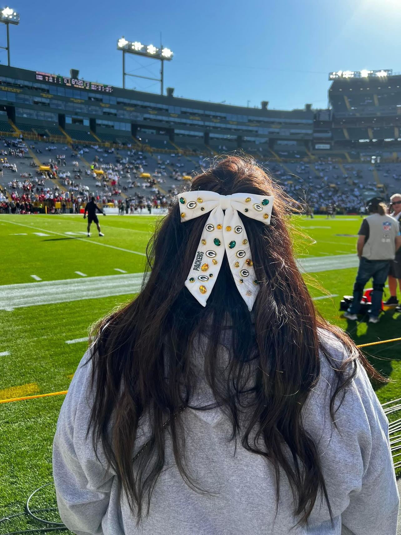 Green Bay Packers White Bow Barrette