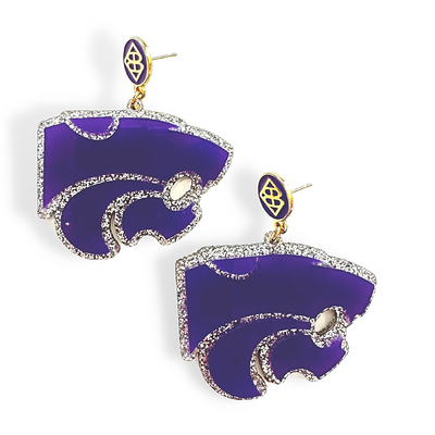 Kansas State Purple Wildcat Earrings