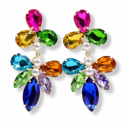 Multi-Colored Jeweled Statement Earrings