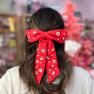 Ohio State Scarlet Bow Barrette