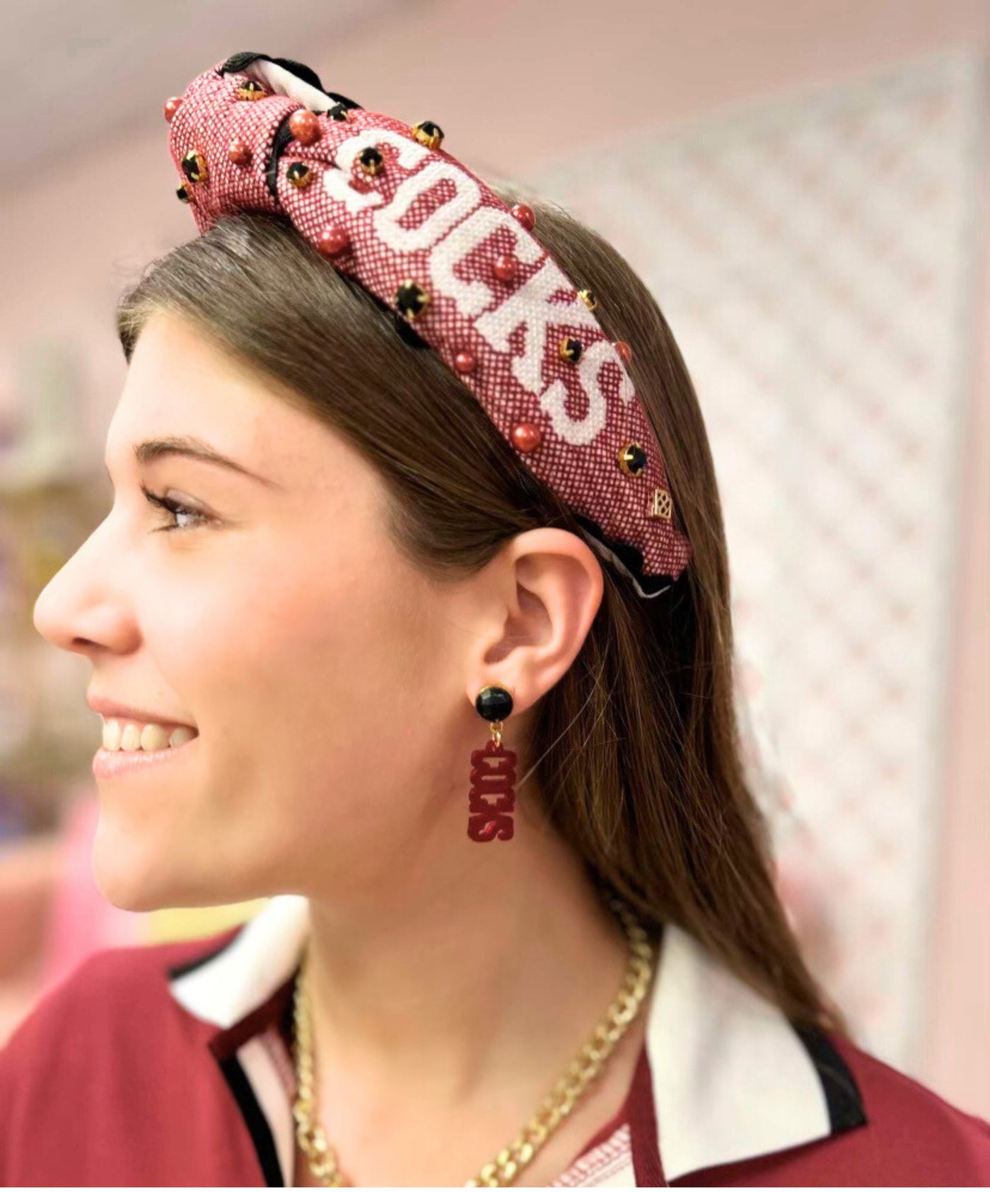 University of South Carolina Mini Garnet COCKS Earrings