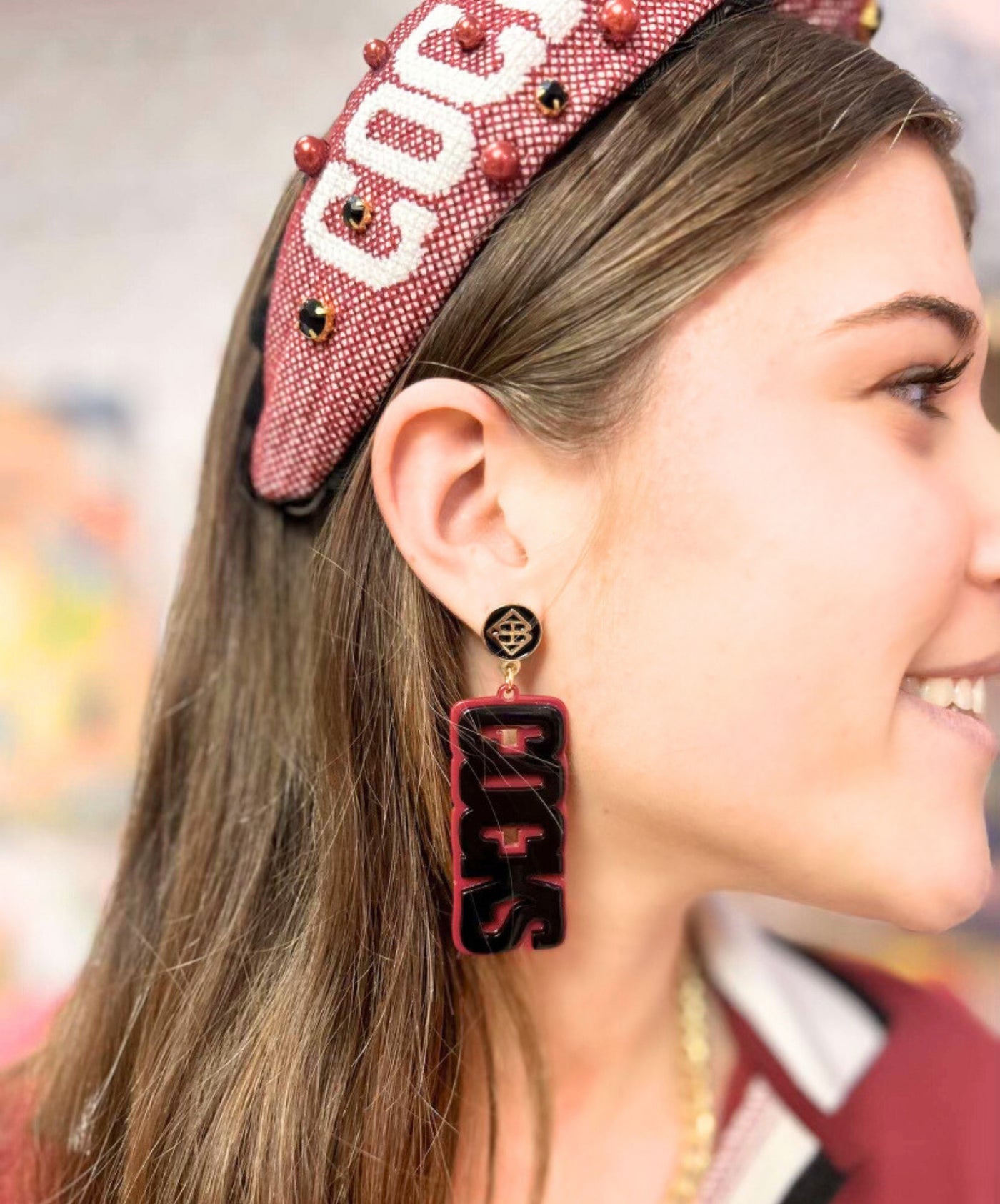 University of South Carolina Black and Garnet COCKS Earrings