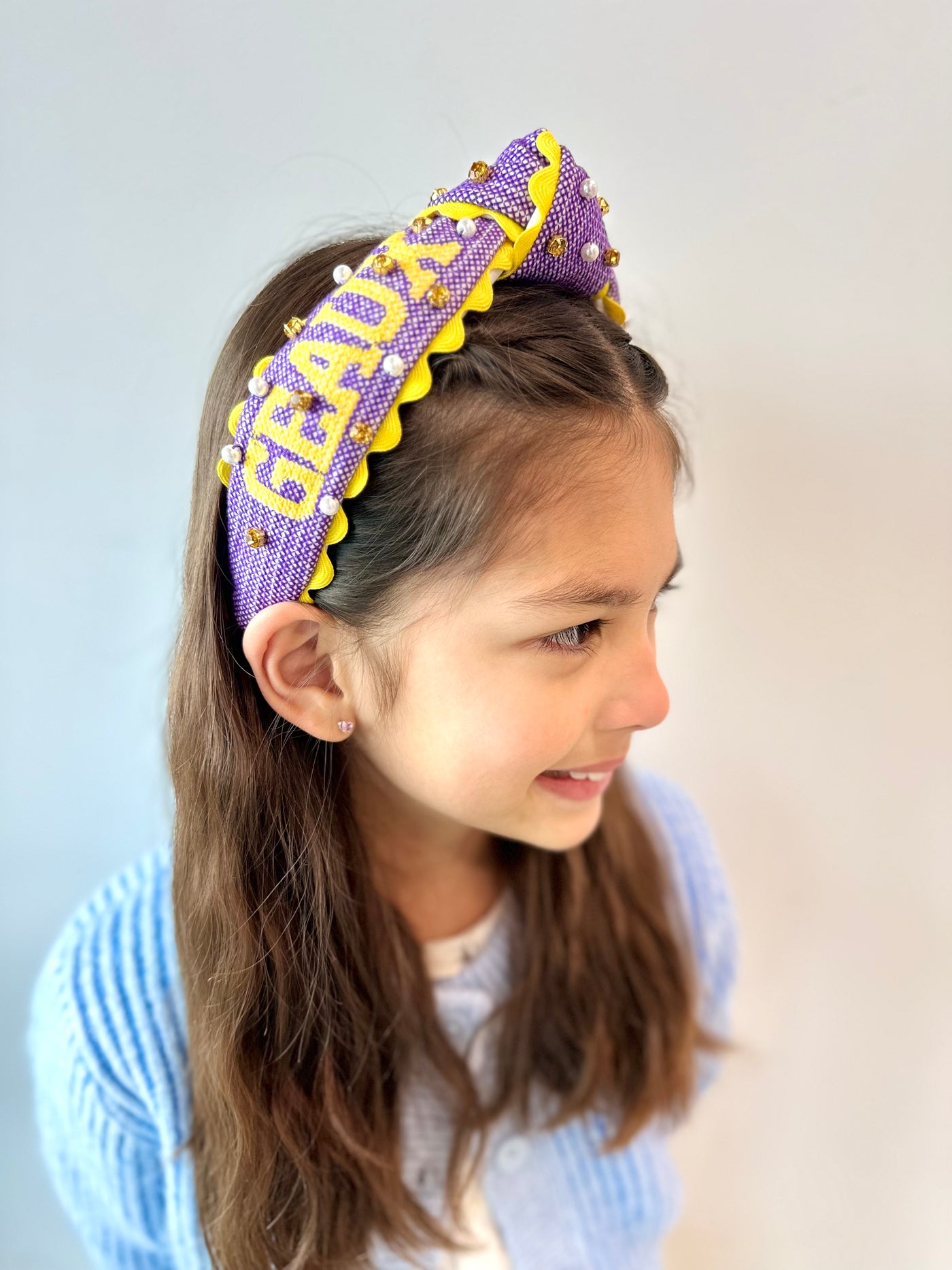 LSU Child Size GEAUX TIGERS Cross Stitch Headband