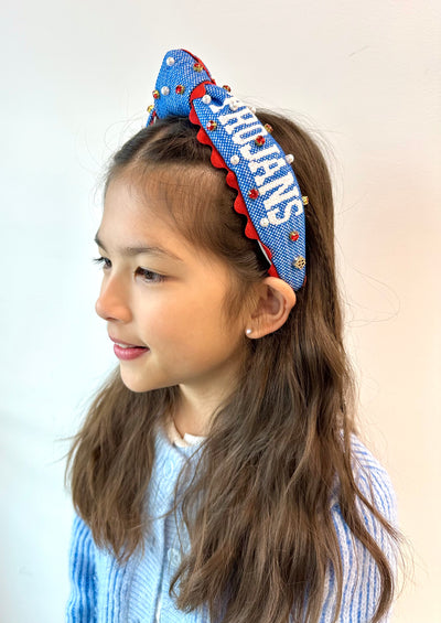 Child Size TCA TROJANS Cross-Stitch Headband With Crystals and Pearls