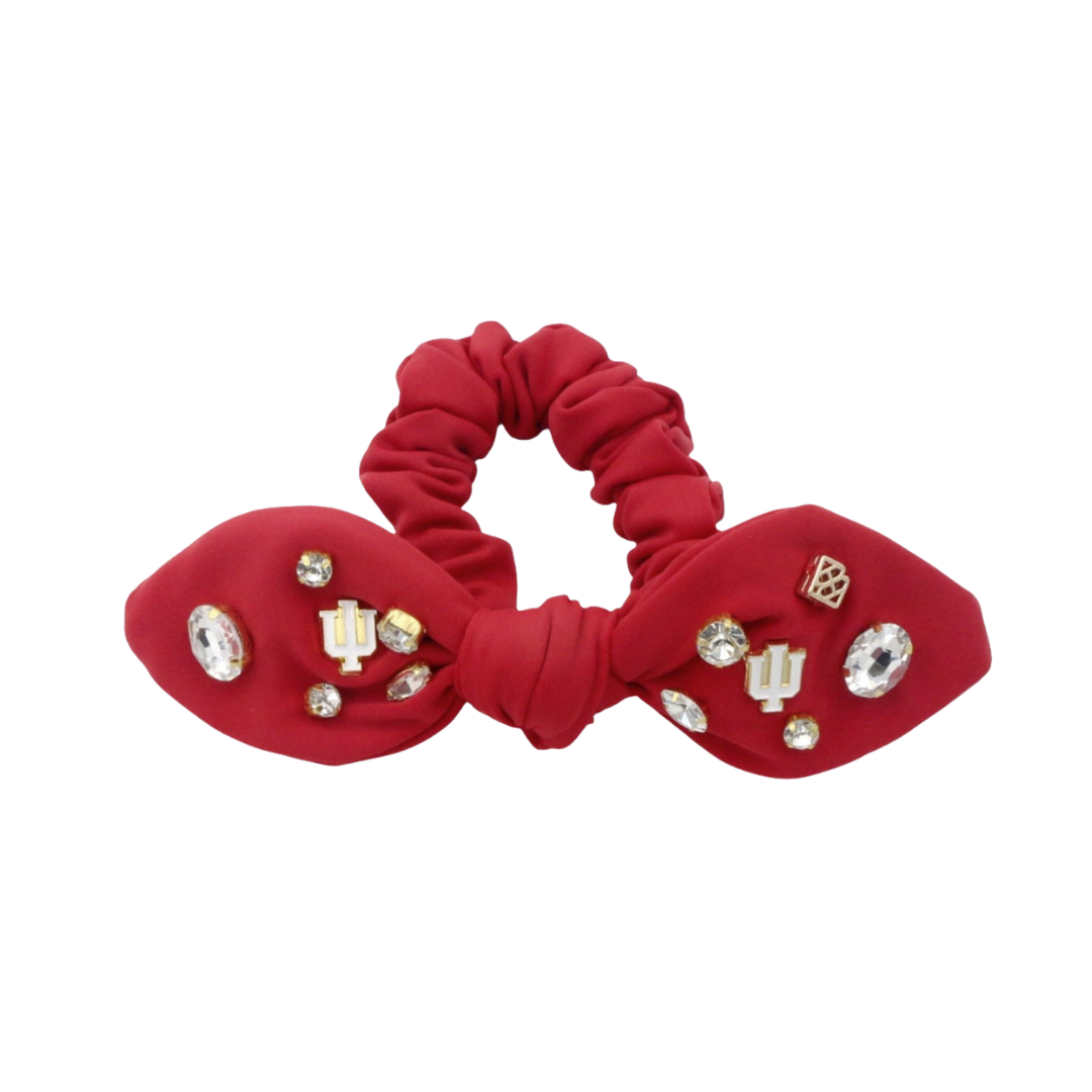 Indiana Crimson Logo Bow Scrunchie