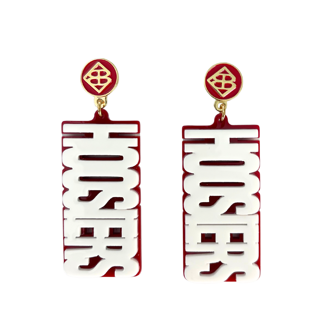 Indiana White and Crimson HOOSIERS Earrings