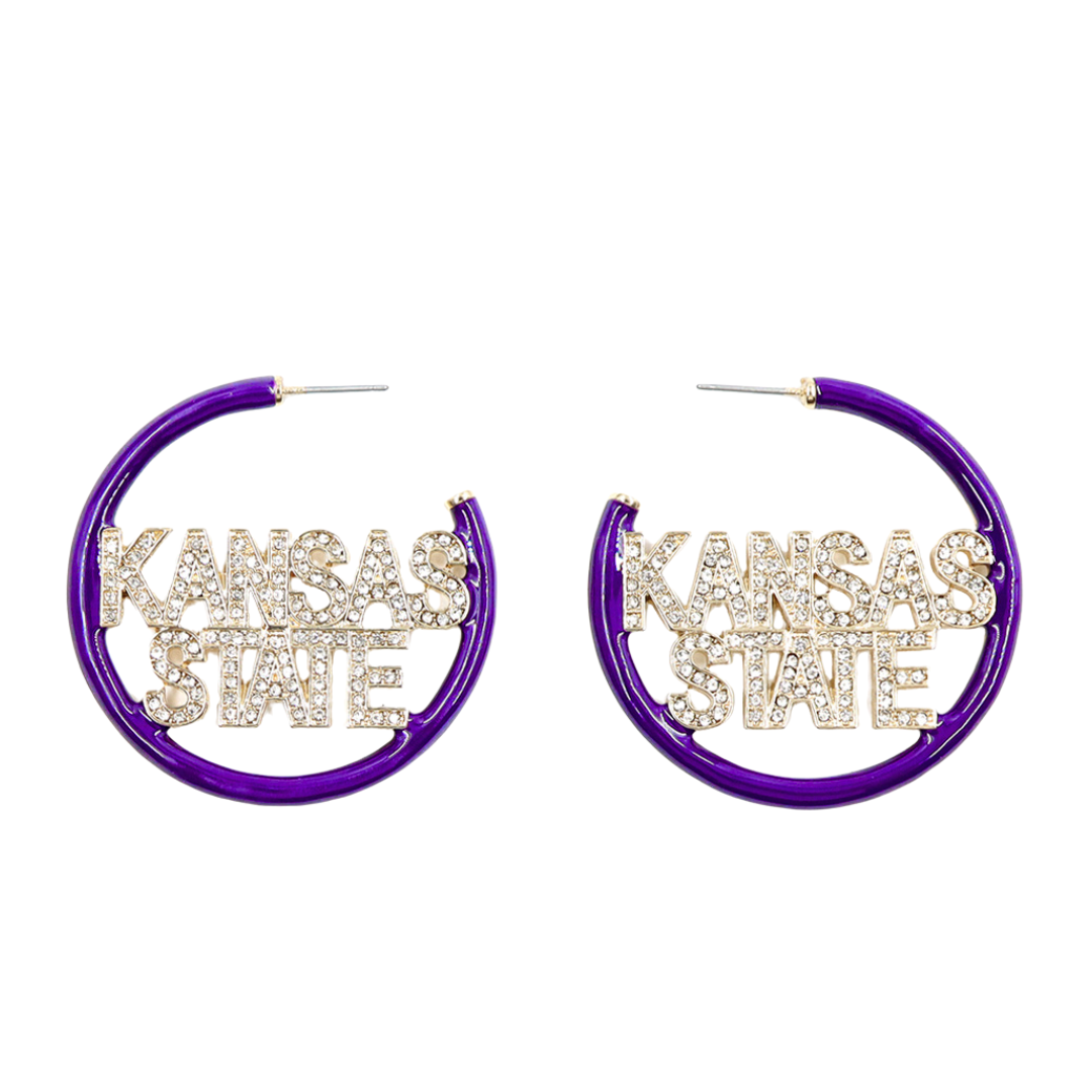 Kansas State Purple Pavé Hoop Earrings