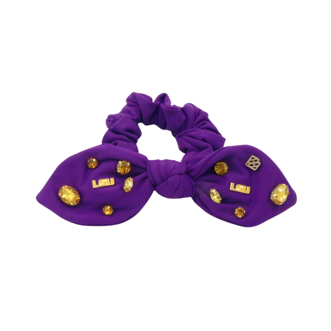 LSU Purple Logo Bow Scrunchie