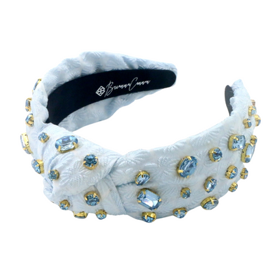 Adult Size Light Blue Textured Headband with Crystals