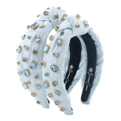 Adult Size Light Blue Textured Headband with Crystals