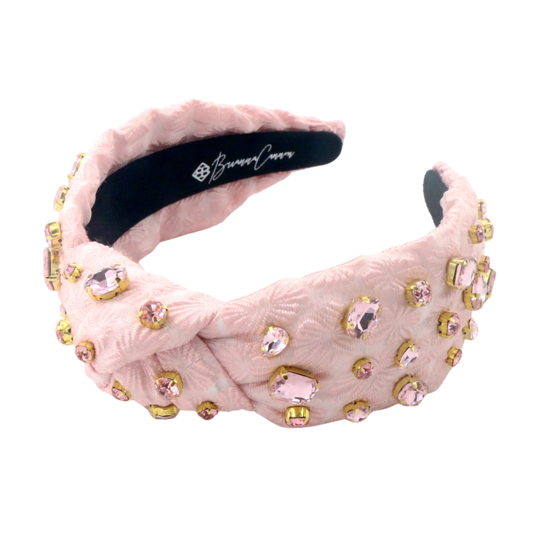 Adult Size Light Pink Textured Headband with Crystals